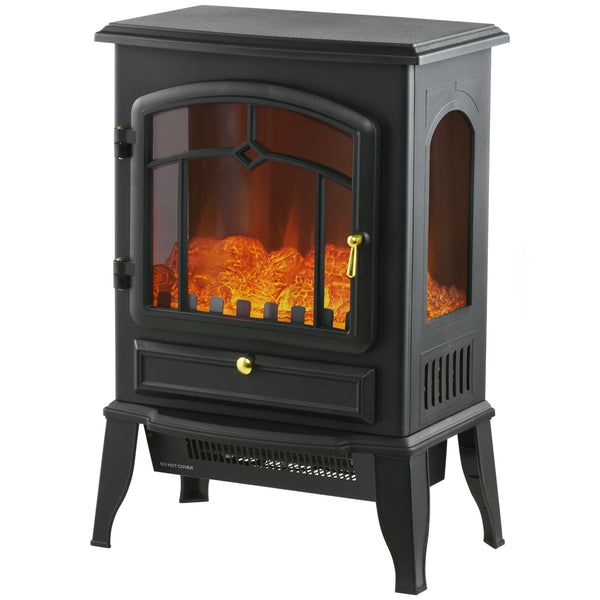English Elm Homcom Electric Fireplace Stove - 22" Freestanding Heater With 3-Sided Flame, Adjustable Heat & Safety W2225P229702