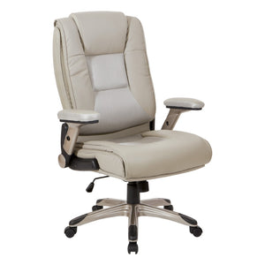OSP Home Furnishings Exec Bonded Leather Office Chair with Lumbar Support and Ergonomic Padded Seating Taupe ECH52601-EC21
