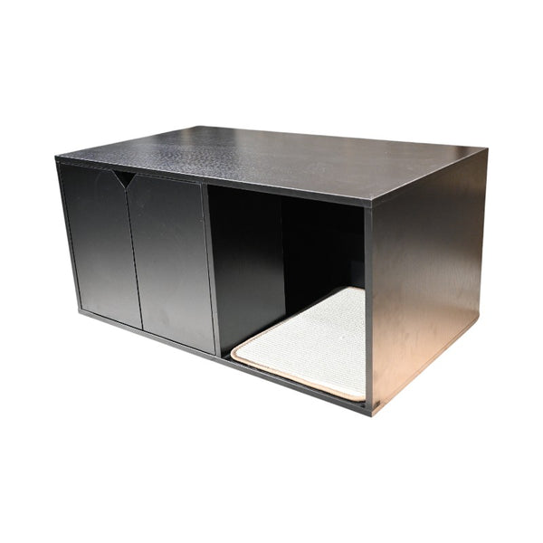English Elm 35.83" Modern Black Cat Litter Box Enclosure with Durable PB/MDF Build and Corrugated Scratch Pad W1412P271585