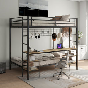 English Elm Ethan Full Over Twin Bunk Bed With Desk, Charging Station & Safety Guard For Smart Room Solutions B083S00006