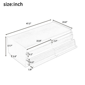 English Elm U-Can Stylish Rectangle Coffee Table With 4 Drawers & 2 Shelves, Elegant Fluted Design For Living Room N724P286421D-GIGA