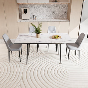 English Elm 47"-63" Expandable Dining Table Set For 2-6 With Cushioned Chairs - Modern & Space-Saving Design W2189S00258