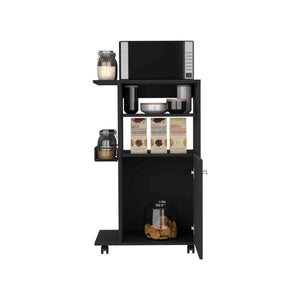 English Elm Clip Kitchen Cart Black with Microwave Top 27.96", Single-Door Cabinet & 4 Casters, Easy Assembly B20091839