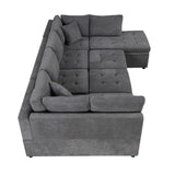 English Elm 117.3" Oversized Sectional Sofa U- Shaped Sofa Couch Pull-Out Sofa Bed With Two Throw Pillows For Living Room, Gray