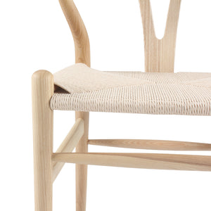 English Elm Set of Two Wishbone Chairs Natural Ash Solid Wood Hand-Woven Paper Cord Seats Eco Oil Finish Durable Stylish 92 B353P354544