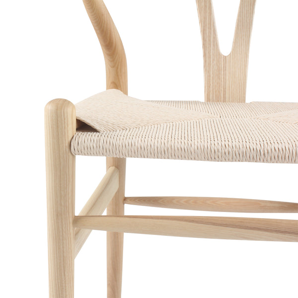 English Elm Set of Two Wishbone Chairs Natural Ash Solid Wood Hand-Woven Paper Cord Seats Eco Oil Finish Durable Stylish 92 B353P354544