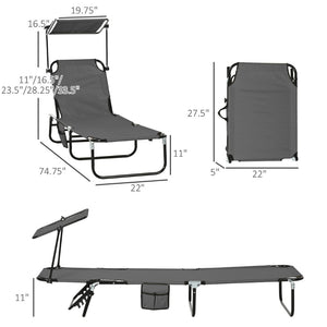 English Elm Outsunny Reclining Outdoor Chaise Lounge Set with Canopy and Steel Frame for Patio W2225P200946