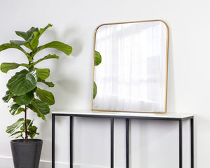 Sunpan Calabasas Wall Mirror - Sleek Minimalist Design with Unique Artisanal Craftsmanship for Modern Spaces Brass