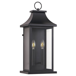 English Elm Dusk to Dawn Matte Black Outdoor Lantern 2-light Clear Glass Porch Wall Fixture W1340P456208