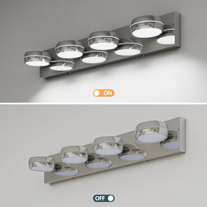 English Elm Led Vanity Lights - 28" Modern Chrome Bathroom Fixture With 4 Dimmable Led Lights For Bright Illumination W2312P374935