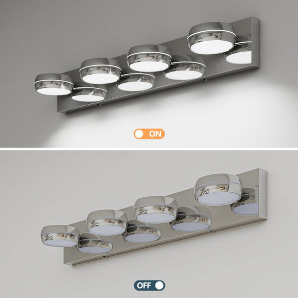 English Elm Led Vanity Lights - 28" Modern Chrome Bathroom Fixture With 4 Dimmable Led Lights For Bright Illumination W2312P374935