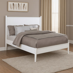 English Elm Mid-Century Modern Full Size Wooden Platform Bed - Elegant White Finish With Tall Headboard Support B016S00034