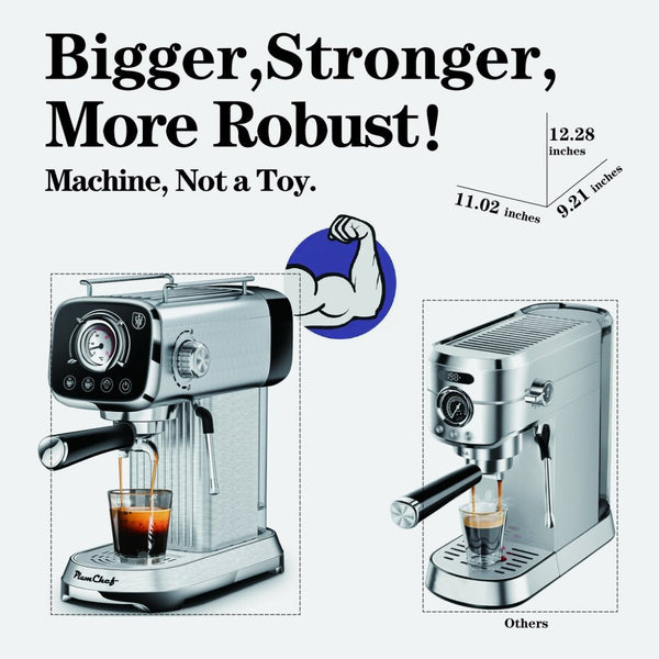 English Elm 20 Bar Espresso Machine Stainless Steel Compact Vintage Style with Steam Wand W1002P292362