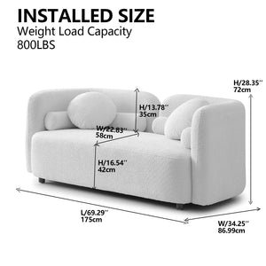 English Elm Luxury Boucle Cloud Sofa: Chic Light Beige Two-Seater For Modern Living Rooms & Home Offices, Compact Design W2664P381685