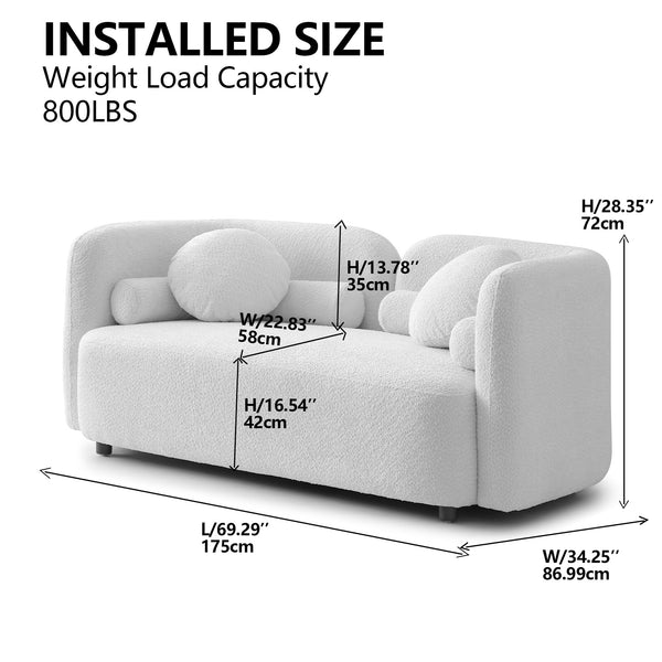 English Elm Luxury Boucle Cloud Sofa: Chic Light Beige Two-Seater For Modern Living Rooms & Home Offices, Compact Design W2664P381685