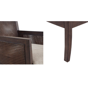 JLA Home Madison Park - Cane Madison Park Diedra Armchair — Espresso Wood Frame, Woven Cane Back, Tan Upholstery, Farmhouse Accent Chair MP100-1075