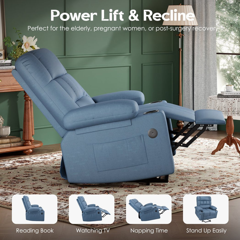 English Elm Oversized Recliner chair with ergonomic support, swivel rocker, quick 5-min assembly for adults comfort Blue T3623P408757