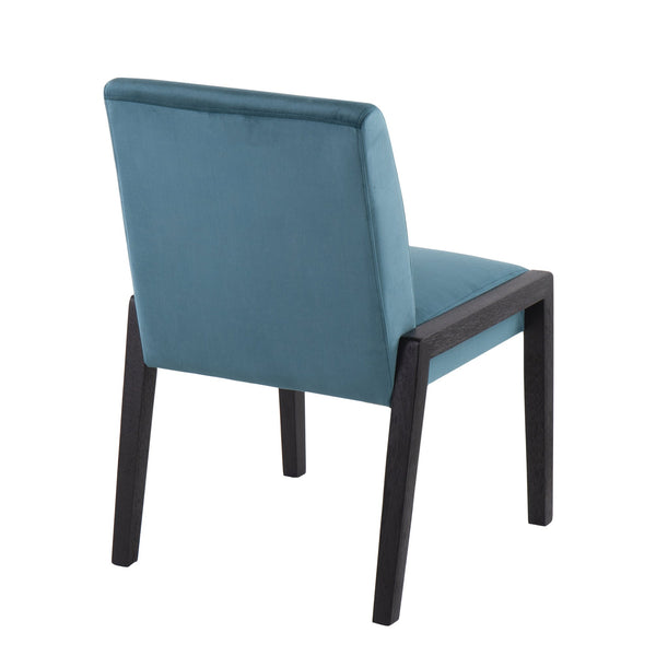 English Elm Carmen Contemporary Chair Set Of 2 - Luxurious Crushed Teal Velvet & Black Wood Frame For Style B202S01315