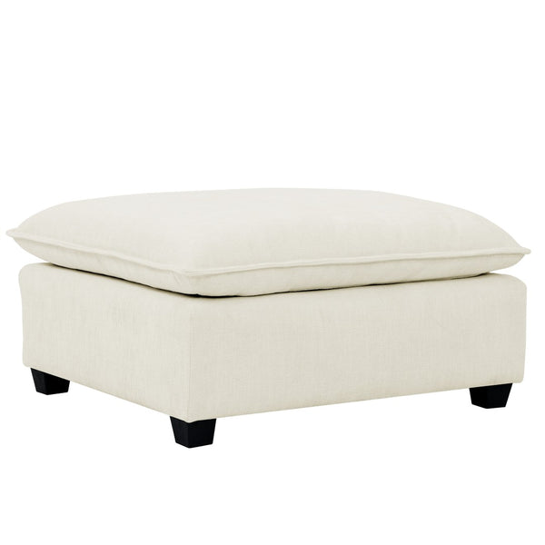 English Elm Comfy Cloud Sectional Chenille Deep Seat Sofa with Ottomans for Living Room Lounging Beige W1117S00283