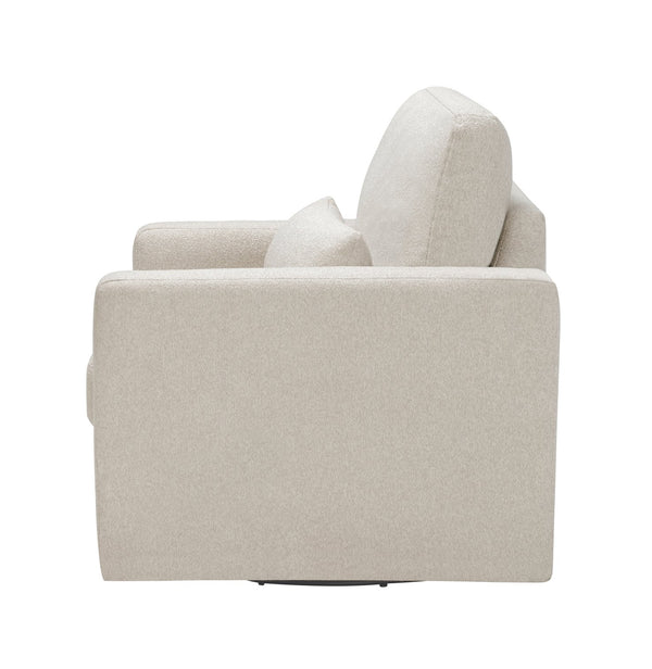 English Elm 1pc Plush Swivel Chair Beige Boucle Upholstery with Lumbar Pillow, Ergonomic 360° Rotation, Modern Comfort B011P304429
