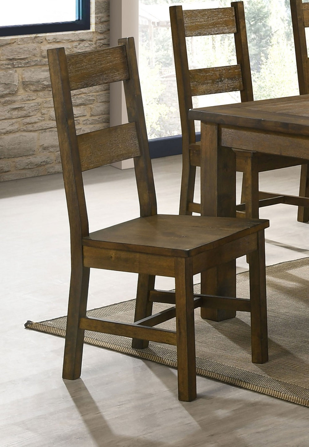 English Elm Set Of 2 Rustic Wooden Dining Chairs - Classic Farmhouse Style In Elegant Golden Brown Finish B016P223112-GIGA