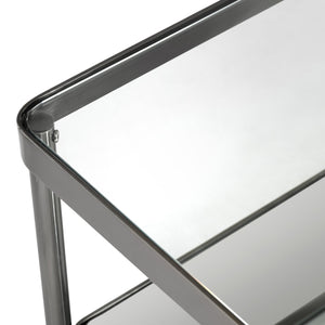 Crestview Collection Rectangle Modern Glass Cocktail Table With Polished Iron Frame And Stylish Storage Shelf For Elegance Gray Metal Cvfzr6190