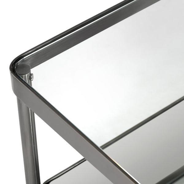 Crestview Collection Rectangle Modern Glass Cocktail Table With Polished Iron Frame And Stylish Storage Shelf For Elegance Gray Metal Cvfzr6190