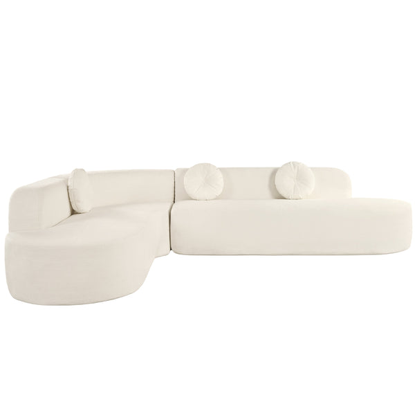 English Elm Christopher Knight Home® - Mirod 122" Extra Large Sectional Sofa with Chenille Upholstery, Tufted Seats & 3 Round Pillows Beige N760S0000040A