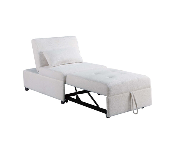 English Elm Convertible Sofa with Pull-Out Bed, Sleek Armless Sherpa Upholstery, Cozy Plush Pillow Included White 45 L x 33 W x 17 H B089P240523
