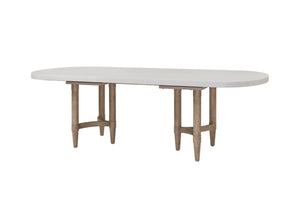 English Elm Triad Sand Double Pedestal Dining Table with 20" Leaf — Solid Wood/MDF, Expands to 98" W B2699P224810
