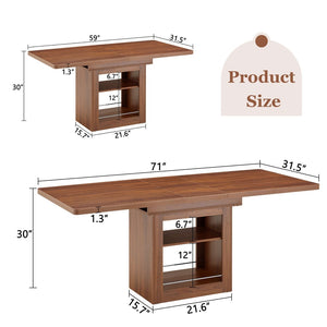English Elm An Extendable Mdf Dining Table with Open Shelf Storage Seats up to Eight Walnut W1151S04667