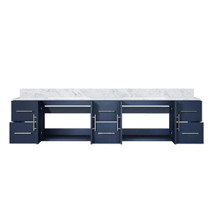 English Elm Navy Double Bath Vanity 84" W x 22" D with Carrara Marble Top, Solid Wood, Soft-Close Drawers, Ample Storage B2731P258545