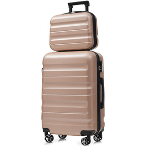 English Elm 6-piece Abs Hardshell Suitcase Set with Spinner Wheels Nested Storage Travel Ready Champagne N730P262652E