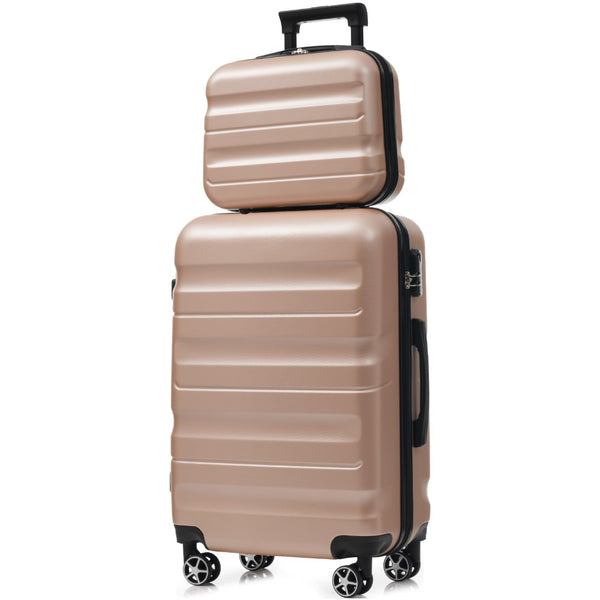 English Elm 6-piece Abs Hardshell Suitcase Set with Spinner Wheels Nested Storage Travel Ready Champagne N730P262652E