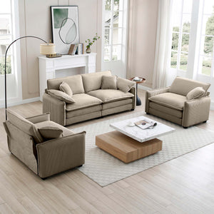 English Elm Luxurious Corduroy Sofa Set With Soft Cushions, Ideal For Living Rooms, Clubs, And Home Theaters W714S00705