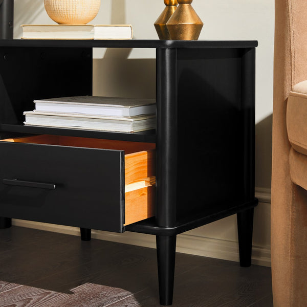 Spindle Mid-century Modern Nightstand with Drawer and Open Cubby for Stylish Storage Solutions