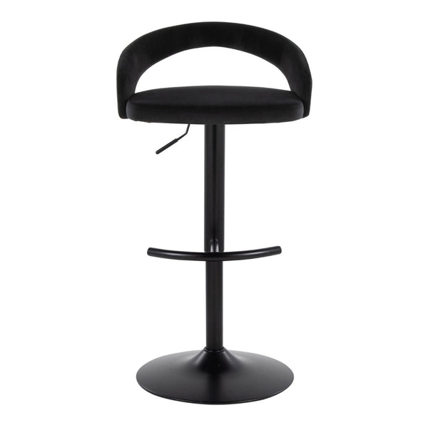 English Elm Adjustable Velvet Swivel Barstools with Matte Black Base for Kitchen or Home Bar Set of 3 B202S02051