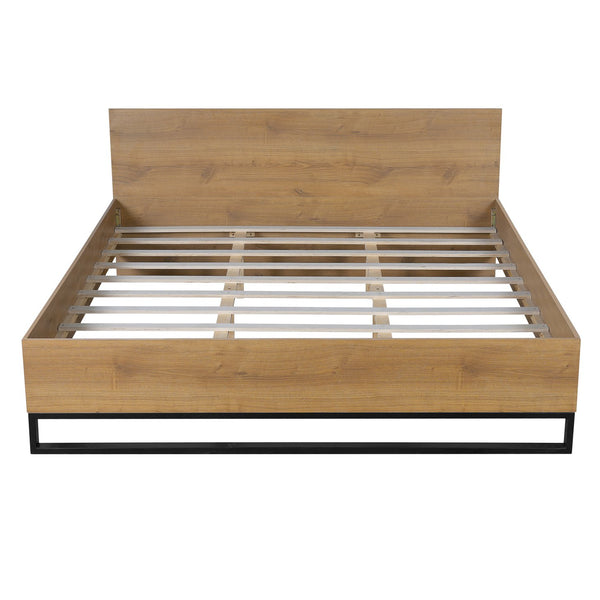 English Elm Christopher Knight Home® - Engineered Wood King Bed Frame - Modern Two-Tone Design With Natural Grain & Black Accents, Easy Assembly N770P283032N_N770P283033N