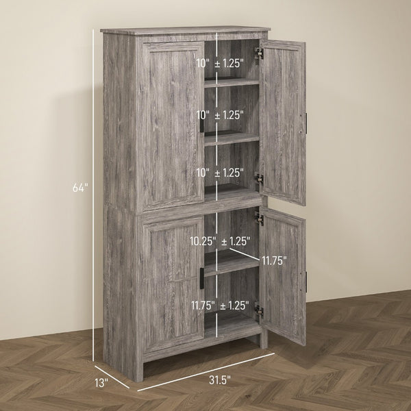 English Elm Spacious Antique White Pantry Cabinet Five Tier Shelving Traditional Kitchen Storage T3971P428723
