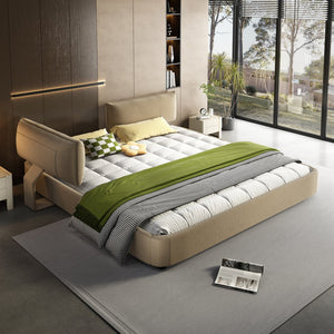 English Elm King Size Chenille Upholstered Bed Frame With Movable Headboard & Solid Support - Elegant Comfort! W1885S00239