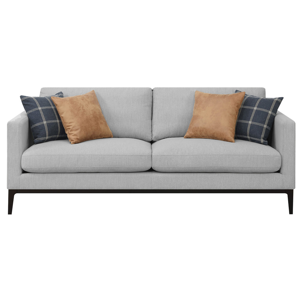 English Elm Montauk Contemporary Light Grey Sofa & Loveseat Set with Black Exposed Frame, Plush Track Arms Comfort B062S01160