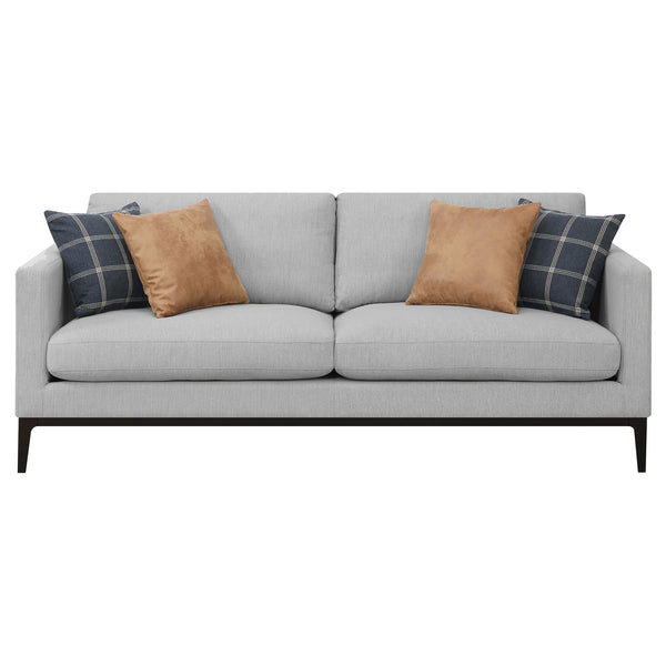 English Elm Montauk Contemporary Light Grey Sofa & Loveseat Set with Black Exposed Frame, Plush Track Arms Comfort B062S01160