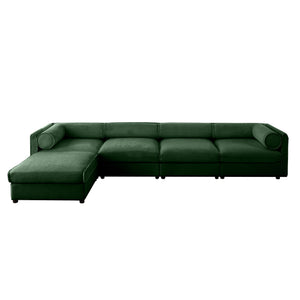 English Elm Modular 4-Seat L-Shaped Sofa With Storage, Ergonomic Comfort, And Stylish Green Chenille Upholstery W714S01064