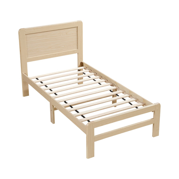 English Elm 1pc Contemporary Finish Queen Size Platform Bed Frame with Slats, Clean Headboard, Modern Wood Appeal Natural 47 L x 19 W x 7 H B011P353120