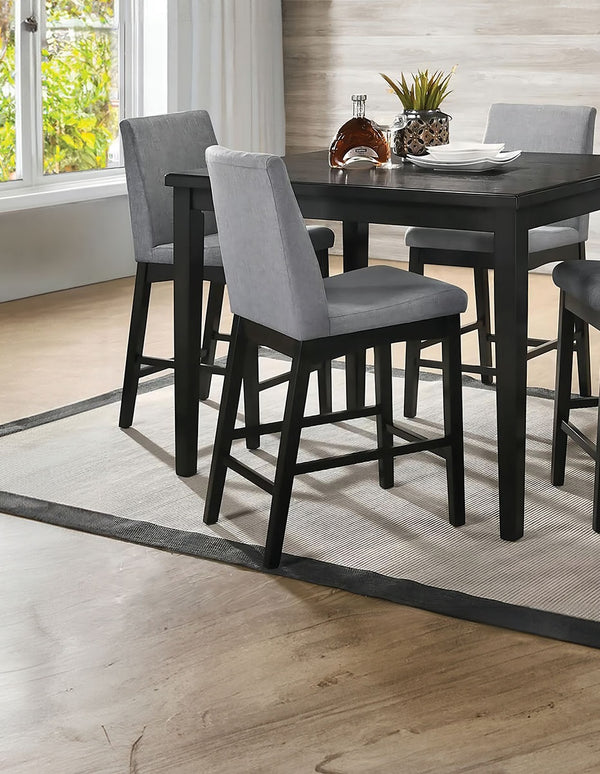 English Elm 2pc Counter Height Chair Klamath Collection Mid-Century Modern Saddle Seats Metal Footrest Finish Dark Walnut 25 L x 26 W x 19 H B2741P409551