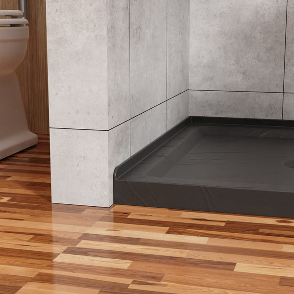 English Elm Goodyo Acrylic Corner Shower Base with Slate Texture Anti-slip Surface Center Drain D163121900