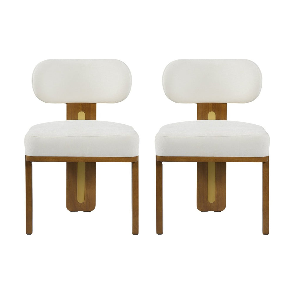 English Elm Mid-century Modern Rattan Cane Back Dining Chair Set Rubberwood Frame Upholstered Seat N768P437935W