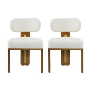 English Elm Mid-century Modern Rattan Cane Back Dining Chair Set Rubberwood Frame Upholstered Seat N768P437935W