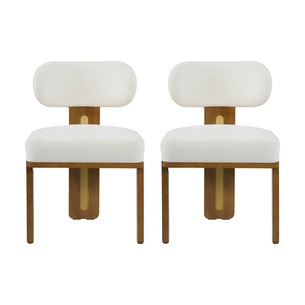 English Elm Mid-century Modern Rattan Cane Back Dining Chair Set Rubberwood Frame Upholstered Seat N768P437935W
