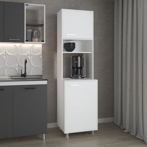 English Elm FM Buckeye Kitchen Pantry Cabinet with Open Shelves and Closed Storage, Space-Saving Modern Design White 48.43 L x 27.56 W x 4.73 H B128P301402